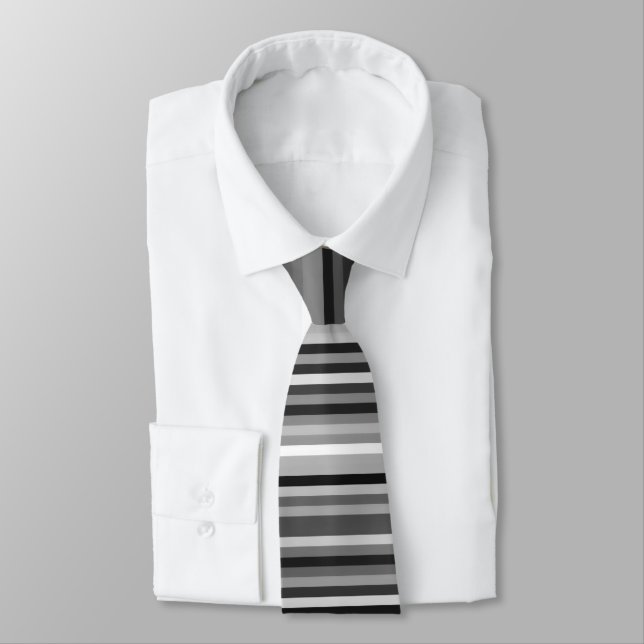 Monochrome Stripe Pattern Tie (Tied)