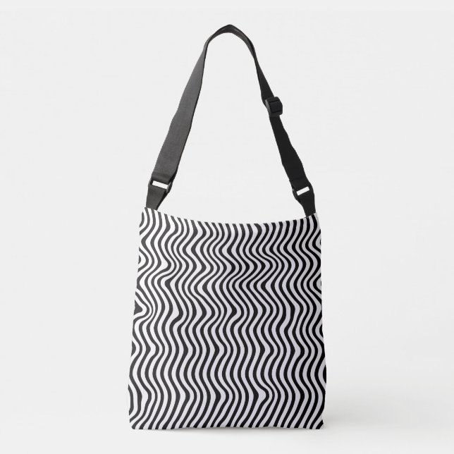 Monochrome Striped Crossbody Bag (Front)