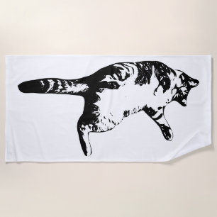 Monochrome Tabby Clarity Beach Towel