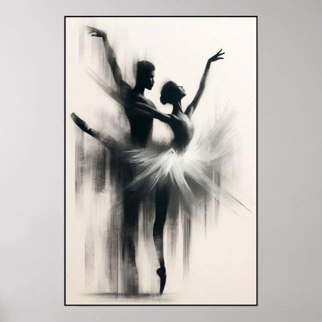 Monochrome Tango Embrace in Motion Poster (Front)