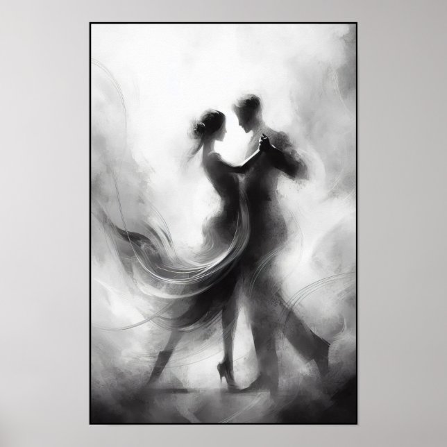Monochrome Tango Embrace in Motion Poster (Front)