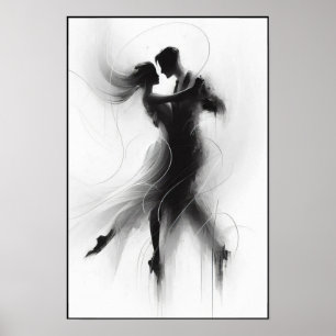 Monochrome Tango Embrace in Motion Poster