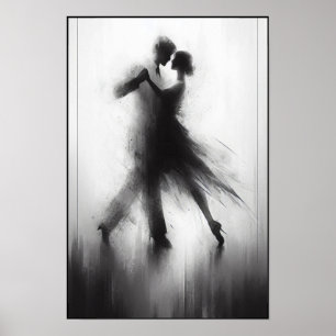 Monochrome Tango Embrace in Motion Poster