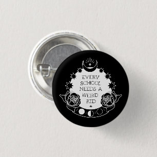 Monochrome Tattoo Style Slogan Goth Pin Badge