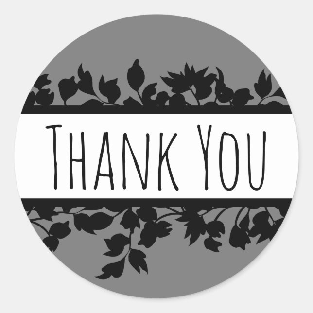 Monochrome Thank you Classic Round Sticker (Front)