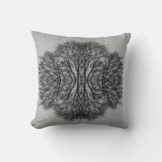 Monochrome Tree Reflection Square Pillow