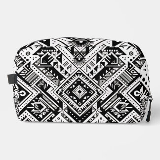 Monochrome Tribal- Bold Symmetry in Black Dopp Kit