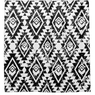 Monochrome tribal ethnic seamless pattern shower curtain