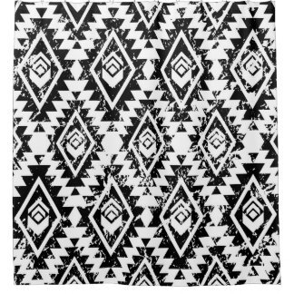 Monochrome tribal ethnic seamless pattern shower curtain
