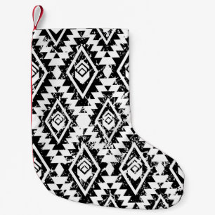 Monochrome tribal ethnic seamless pattern small christmas stocking