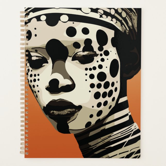 Monochrome Tribal Woman Portrait Art Planner (Front)