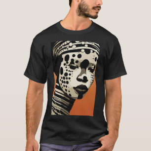 Monochrome Tribal Woman Portrait Art T-Shirt