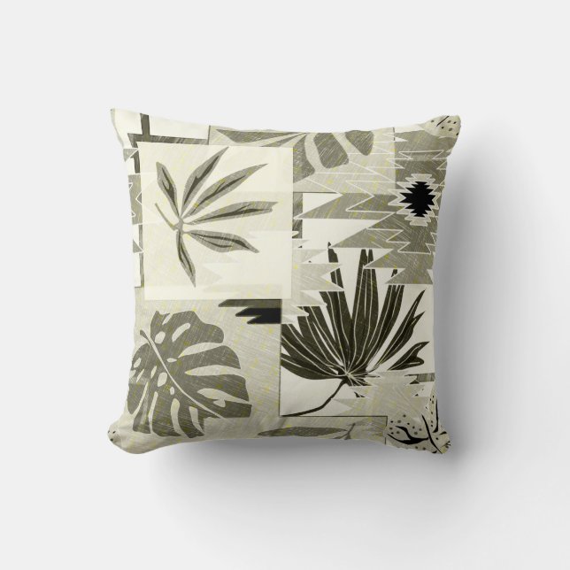 Monochrome tropical pattern. cushion (Front)
