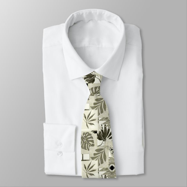 Monochrome tropical pattern. tie (Tied)