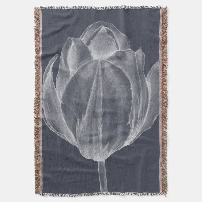Monochrome Tulip I Throw Blanket (Front Vertical)