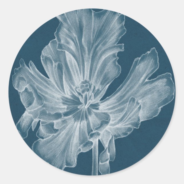 Monochrome Tulip II Classic Round Sticker (Front)