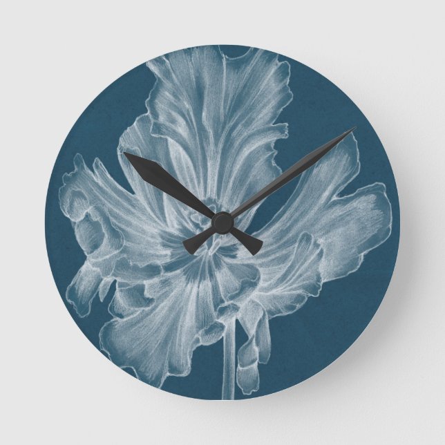 Monochrome Tulip II Round Clock (Front)