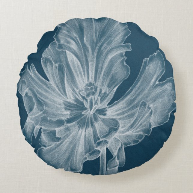 Monochrome Tulip II Round Cushion (Front)