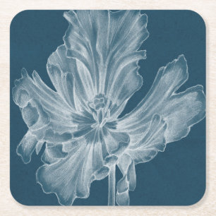 Monochrome Tulip II Square Paper Coaster