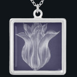 Monochrome Tulip III Silver Plated Necklace<br><div class="desc">Floral</div>