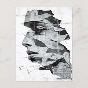 Monochrome Urban Graffiti Woman Beauty Portrait Holiday Postcard