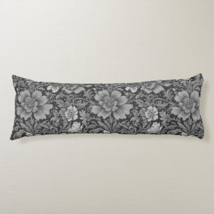 Monochrome Vintage Floral Pattern  Body Cushion