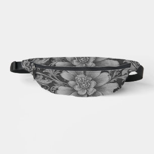 Monochrome Vintage Floral Pattern  Bum Bags