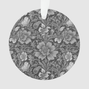 Monochrome Vintage Floral Pattern  Ornament