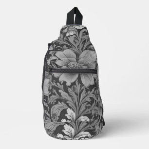 Monochrome Vintage Floral Pattern  Sling Bag