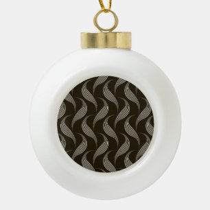Monochrome Vintage: Geometric Seamless Ornament. Ceramic Ball Christmas Ornament