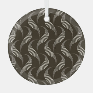 Monochrome Vintage: Geometric Seamless Ornament. Glass Tree Decoration