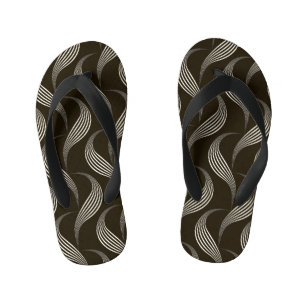 Monochrome Vintage: Geometric Seamless Ornament. Kid's Flip Flops