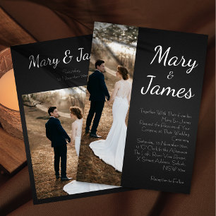 Monochrome Vintage Minimalist Black&White Wedding Invitation