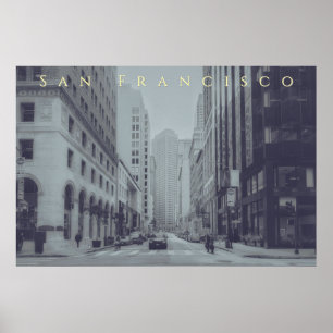 Monochrome Vintage San Francisco Downtown  Poster