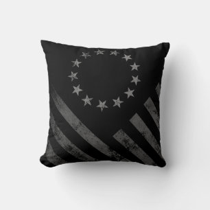 Monochrome Vintage Style American Flag Cushion
