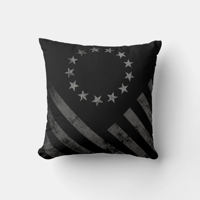 Monochrome Vintage Style American Flag Cushion (Front)