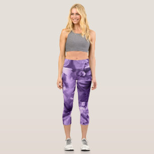 Monochrome Violets Capri Leggings