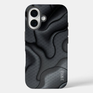 Monochrome Wave Abstract Pattern iPhone 16 Case