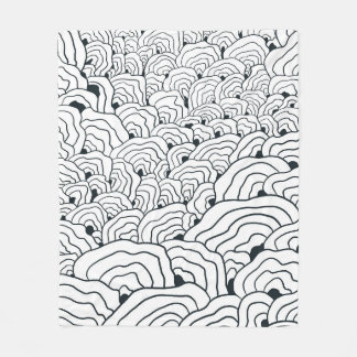 Monochrome Wave Pattern, Modern Abstract Line Art Fleece Blanket