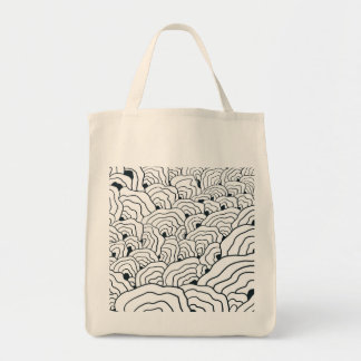 Monochrome Wave Pattern, Modern Abstract Line Art Tote Bag