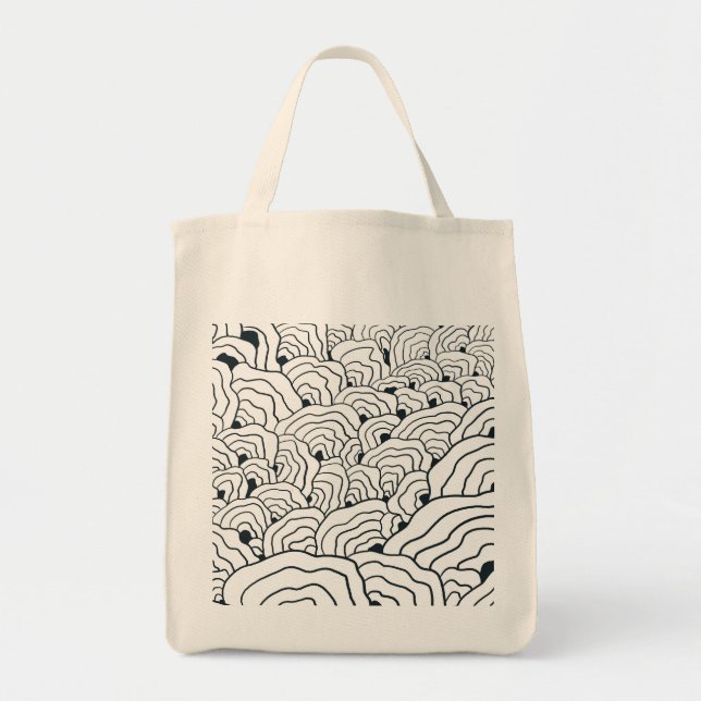 Monochrome Wave Pattern,  Modern Abstract Line Art Tote Bag (Front)