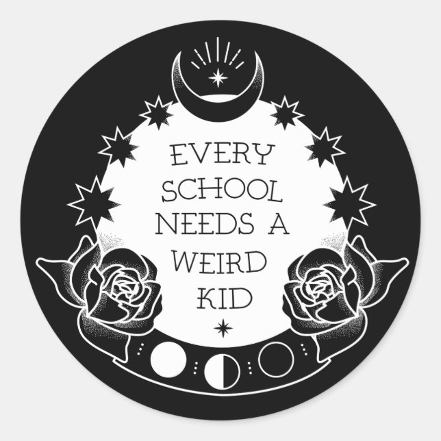 Monochrome Weird Kid Slogan Tattoo Stickers (Front)