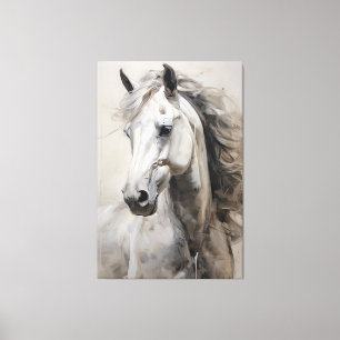 Monochrome White Horse   Large Wall Art Painting