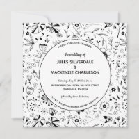 Monochrome Wild Flower Modern Wedding