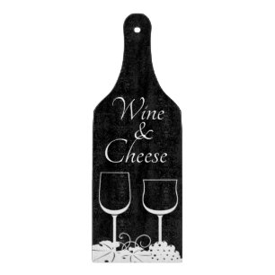 Monochrome Wine & Cheese Paddle Cutting Board