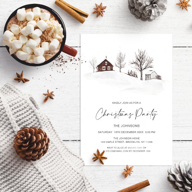 Monochrome Winter Christmas Party Invitation (Creator Uploaded)