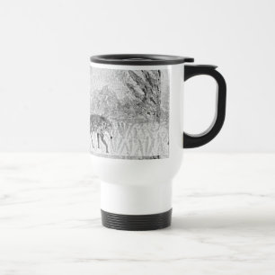 Monochrome Wolf Wild Animal Travel Mug