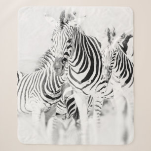 monochrome zebra group portrait, South African Nat Sherpa Blanket