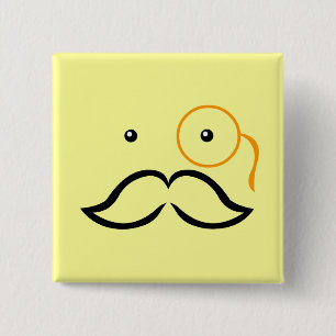 Monocle and Moustache 15 Cm Square Badge