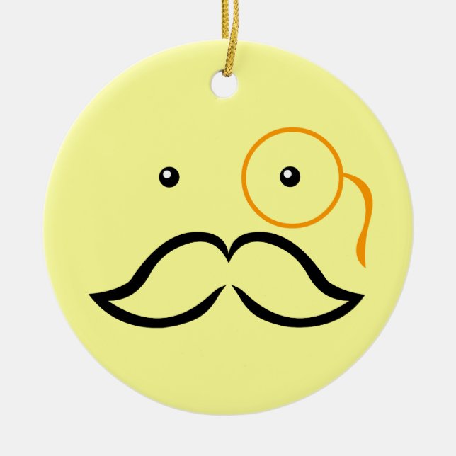 Monocle and Moustache Ceramic Tree Decoration (Front)